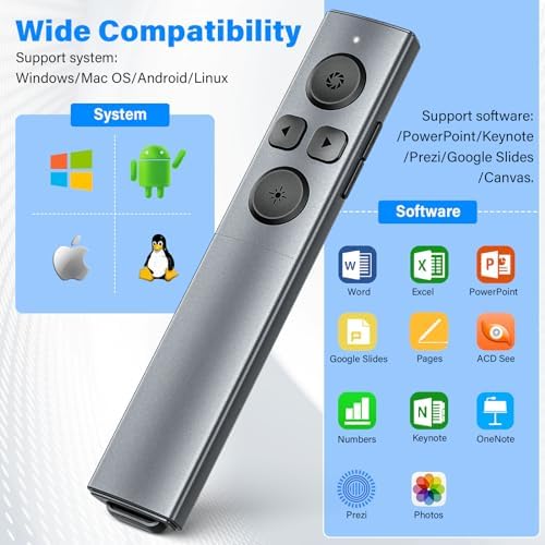 Presentation Clicker, Rechargeable Wireless Presenter Remote