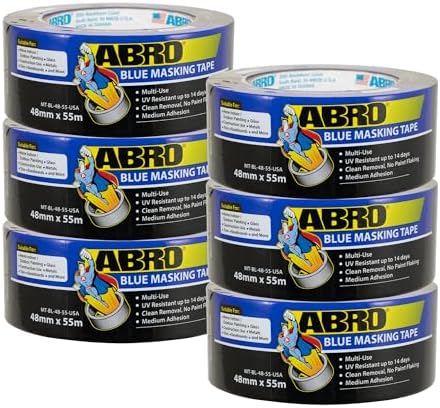 ABRO Blue Painter's Tape, 2 in x 60 yd, Clean Removal, 6 Pack