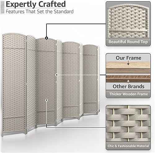 Sorbus Foldable Room Divider, Mesh Privacy Screen (8 Panel, Beige)