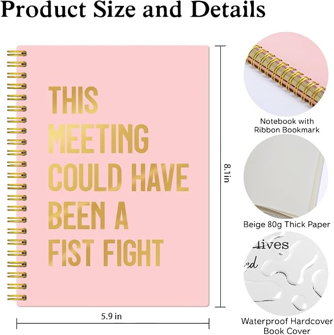 XQLZY This Meeting Could Have Been A Fist Fight Pink Gold Spiral Notebook - Image 2