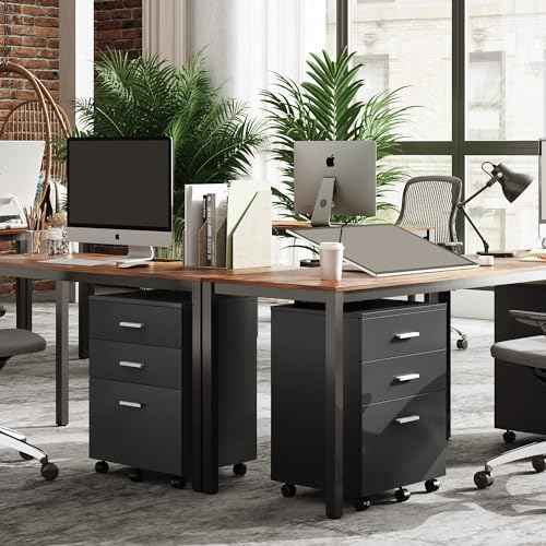 DEVAISE 3 Drawer Wood File Cabinet, Under Desk Filing Cabinet, Black