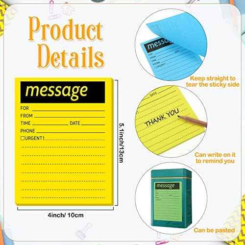 Geyee 9 Pcs Phone Message Pads for Office Super Sticky Notes 4 x 5 Inch