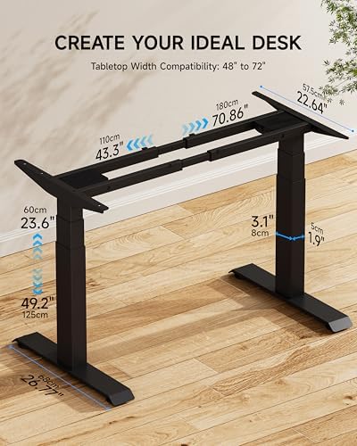 BIZUM Dual Motor 3-Stage Electric Standing Desk Frame,3 Memory Height