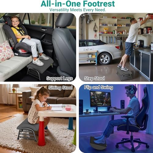 YEASHEIN Adjustable Foot Rest for Under Desk at Work, 6 Positions - Gray