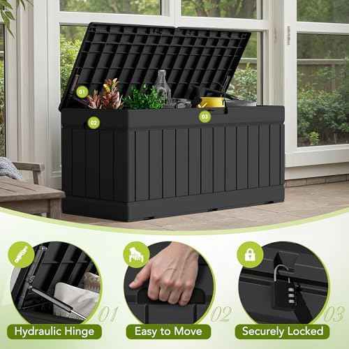 Devoko 78 Gallon Deck Box, Waterproof Resin Outdoor Storage Box