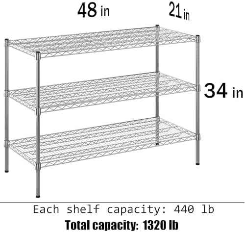21" Deep x 48" Wide x 34" Height Wire Shelving Kit | 3-Tier | NSF