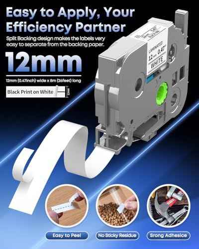 TZe-231 Replace for Brother Label Maker Tape 12mm 0.47 Laminated White 1/2"