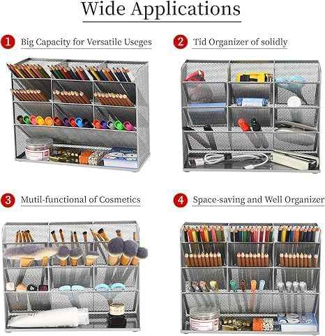 Marbrasse Mesh Desk Organizer, Desktop Stationary Organizer, Storage Rack