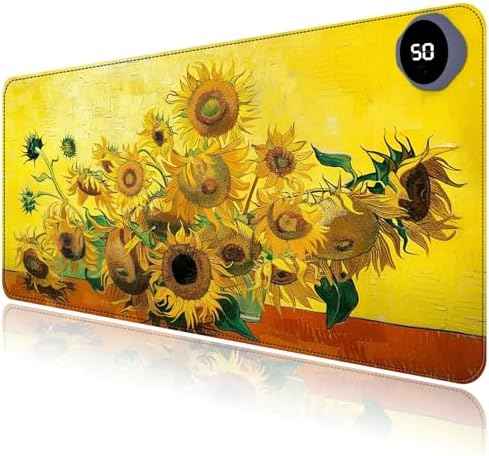 Heated Mouse Pad with 3 Levels Heated & 3 Hours Auto Shut-Off Mouse Pad for Warming Hands in Office Home, 31.5" x 13"Large Safe Desk Mat Hand Warmer，Sunflowers