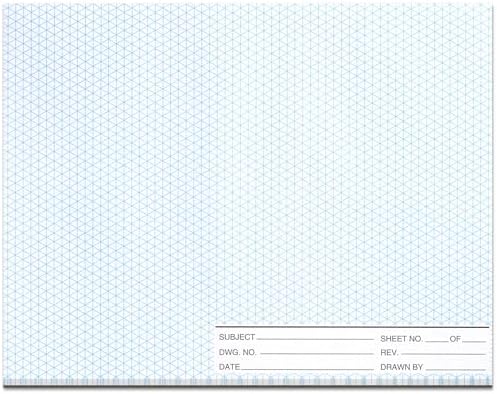 1 Pack 50 Sheets 8.5" x 11" Isometric Graph Paper Pad Landscape for 3D