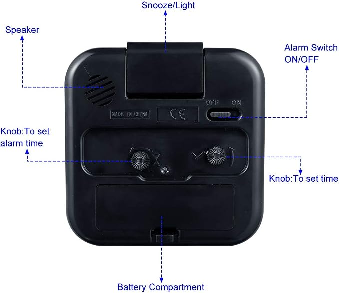 Tinload Small Battery Operated Analog Travel Alarm Clock Silent Non Ticking - Image 5