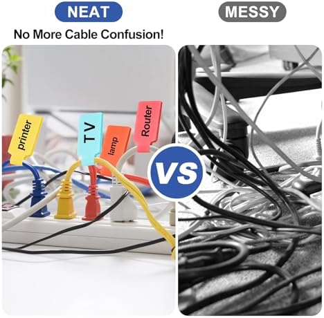 40 Pack Cable Labels Tags, White Write On Wire Cord Tags and Charger Labels Waterproof for Cable Management and Identification Electronics (Rectangular)