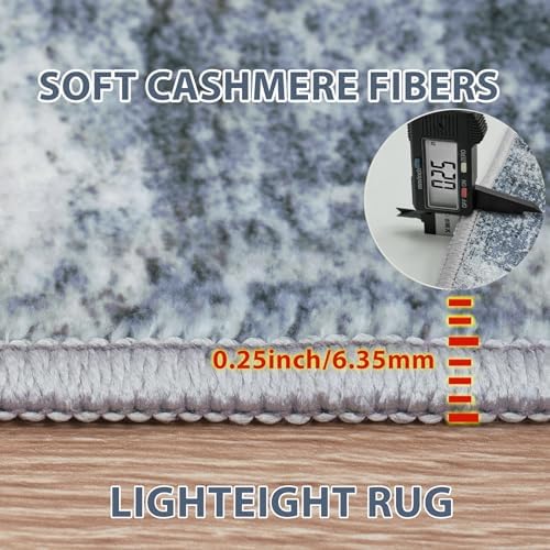 4x6 Area Rugs for Living Room Washable Bedroom Dining Room Blue Grey