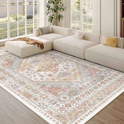 zesthome 7x9 Area Rugs for Living Room,Large Washable Rug,Orange