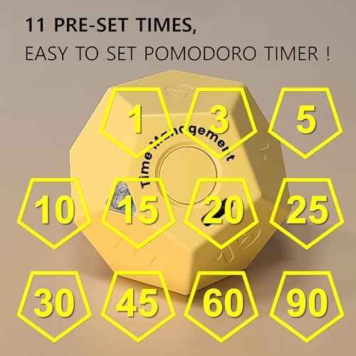 Cube Pomodoro Timer - Flip to Start Countdown, Rechargeable Mini Productivity Timer for Study, Office, 11 Preset Times, Silent/Vibration, Time Management Tool for Kids & ADHD (Yellow)