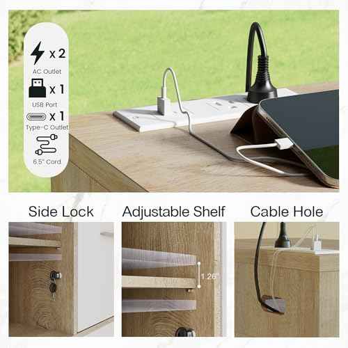 ModernMate 2 Drawer Wood File Cabinet for Home Office Storage, White Wanult