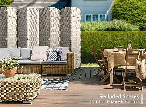 Sorbus Foldable Room Divider, Mesh Privacy Screen (8 Panel, Beige)