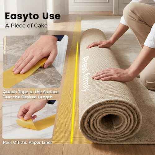Double Sided Tape Heavy Duty,Universal High Tack Strong Wall Adhesive, 1.18" × 66FT | with Fiberglass mesh. High tack Residue Free Adhesive for Area Rugs, Floors, and Walls (1.18" × 33FT)