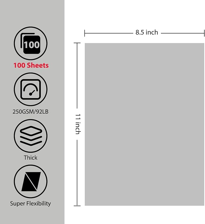 OcePor 100 Sheets Grey Cardstock Paper, Colored Printer Paper 8.5 x 11 - Image 2