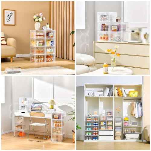 6 Pack Clear Storage Bins with Lids, 19 Qt Closet Organizers and Storage