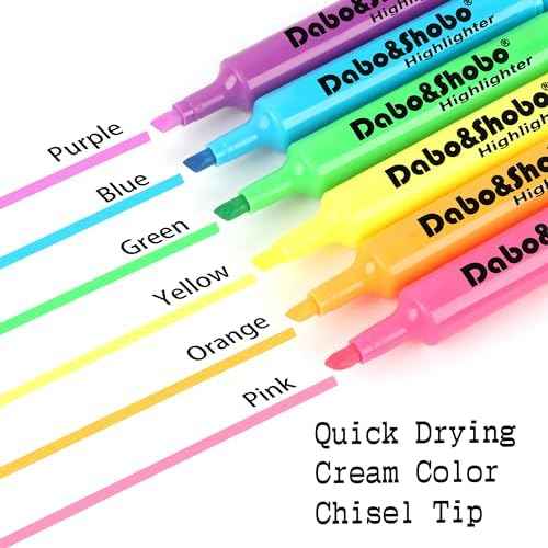 Dabo&Shobo Highlighters 108 Pack, Tank Style Highlighters Assorted Fluorescent Colors, 6 Bright Colors Chisel Tip Highlighter Markers for Coloring