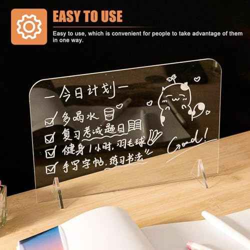 5pcs Transparent Acrylic Desktop Writing Boards Simple Memo Message Boards for Office Home Use Reusable Clear Whiteboards for Notes and Reminders