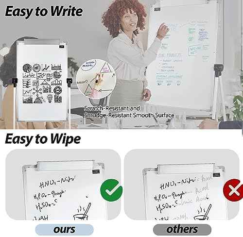 Stand White Board - 36 x 24 Inch Double Sided Magnetic Dry Erase Board with Stand Height Adjustable, 3' x 2' Flip Chart Easel Stand Portable(White)