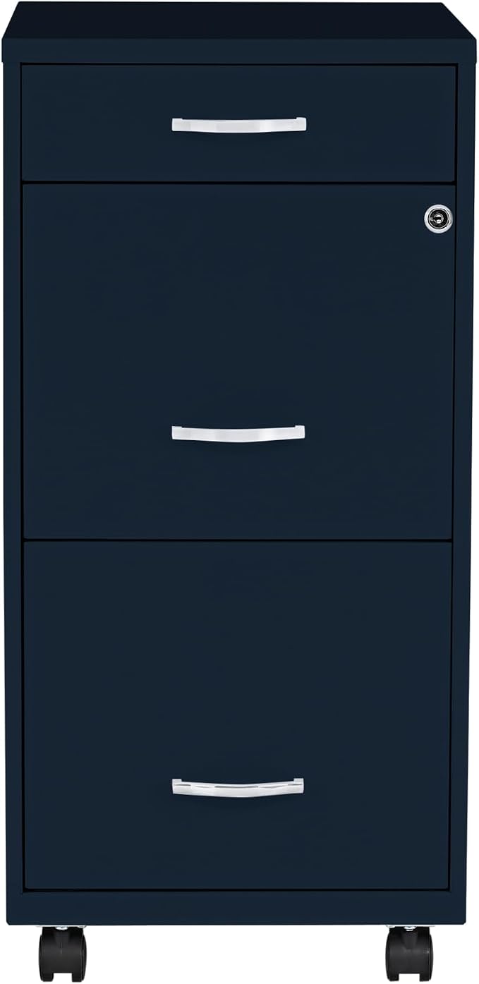 LYS SOHO Box/File/File Mobile Navy File Cabinet, 3 Drawer - Image 3