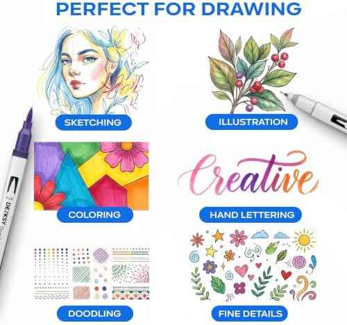 120 Watercolor Markers Set | Water Color Pens with Brush & Fineliner, Water-Based Art Markers | Dual Tip Markers for Adult Coloring, Lettering, Calligraphy, Sketching, Journaling & Illustration