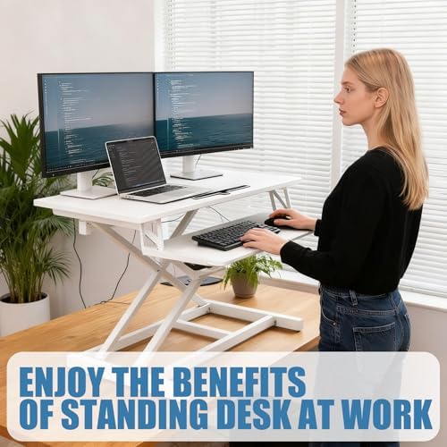 Standing Desk Converter, Height Adjustable, Dual Monitor with Keyboard Tray