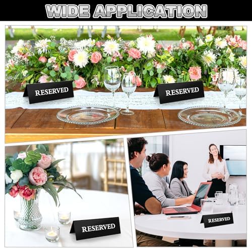 20 Pcs Reserved Table Signs, Black Acrylic Reserved Signs for Wedding, Double Sided Tent Reserved Seating Signs for Restaurants, Birthday Party, Events
