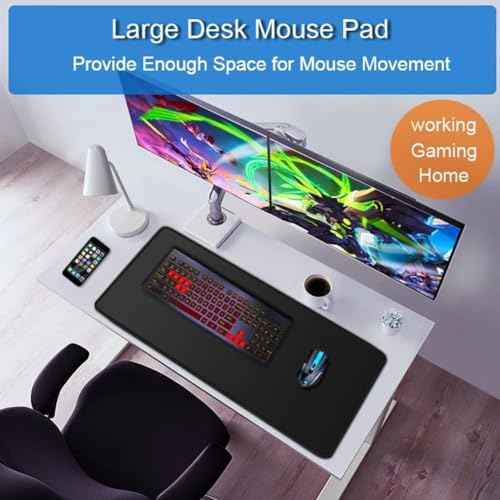 Large Extended Gaming Mouse Pad, Water Resist Non-Slip Mousepad Rubber Base