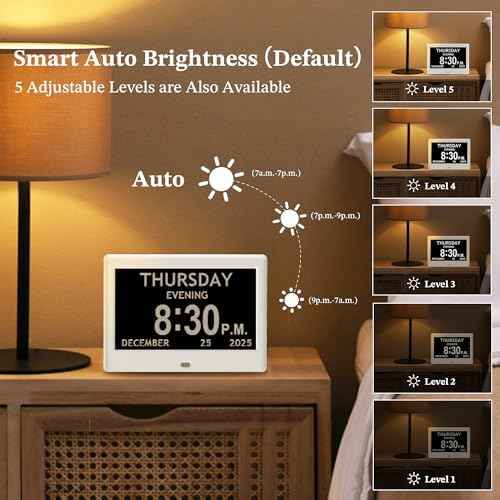 7'' Clocks for Seniors Elderly, Large Display Digital Clock with Date Time