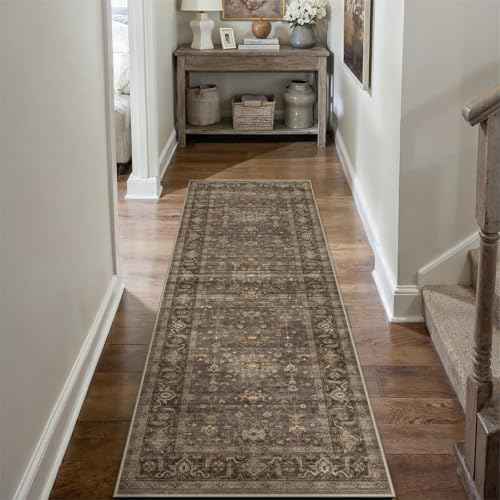 2x7 Dark Brown Vintage Runner Rug