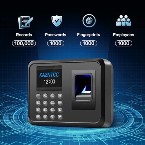 Fingerprints Time Clocks for Employees Small Business, Deduct Lunch Time & Calculate Working Hours Time Clocks Supporting Multiple Shift Schedules, 0 Monthly Fees No Need WiFi Standalone Time Clock