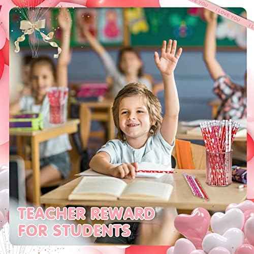 72 PCS Valentines Pencils Bulk Holiday Pencil with Top Erasers Wood Pencils for Classroom, 4 Style(72)