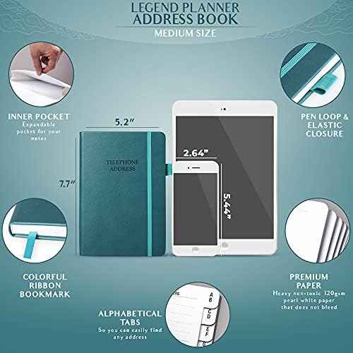 Legend Telephone Address Address Book for Seniors with Tabs, Dark Teal