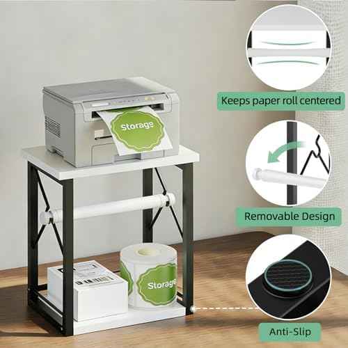Label Holder for Rolls and Fan-Fold Labels, Shipping Thermal Label Holder, Sticker Roll Holder for Small Business & Home Office, Vintage White