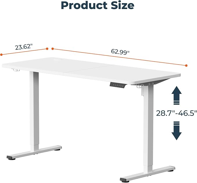 FitStand AdjustableStanding Desk 63 x 24 Inch Home Office Desk - Image 3
