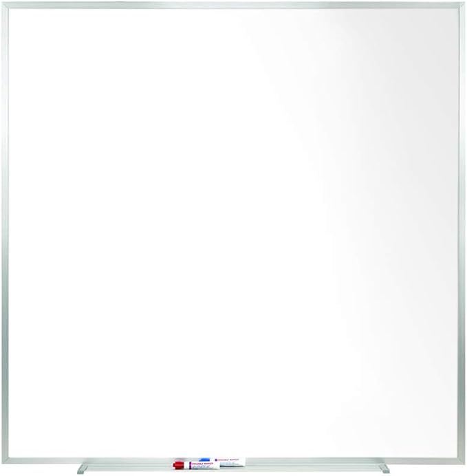 Ghent 4 x 4 Porcelain Magnetic Whiteboard, Aluminum Frame, 1 Marker, 1 Eraser by Ghent