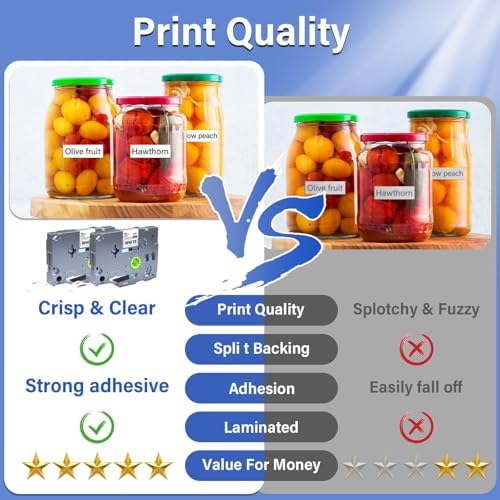 4pack 12mm 0.47'' TZe TZ Tape Laminated White Label Maker Tape