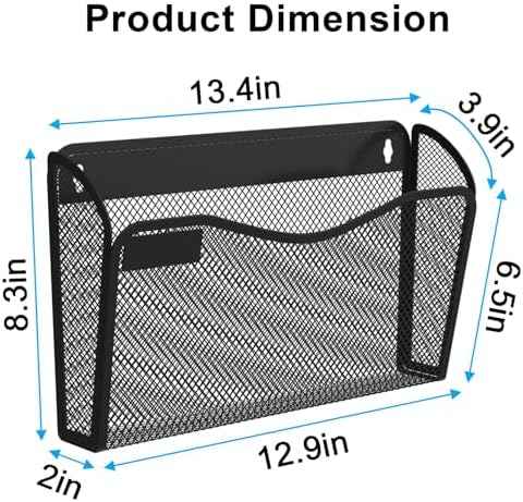 BOHDK Wall File Organizer, 3 Single Pockets Mesh Hanging File