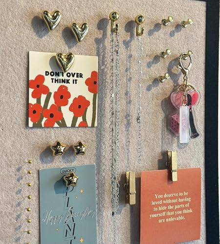 KEYDUACU 150 Pcs Gold Push Pins Set, Metal Thumb Tacks, Decorative Push Pins for Cork Board with Hook Clip, 6 Style Office Accessories for Map