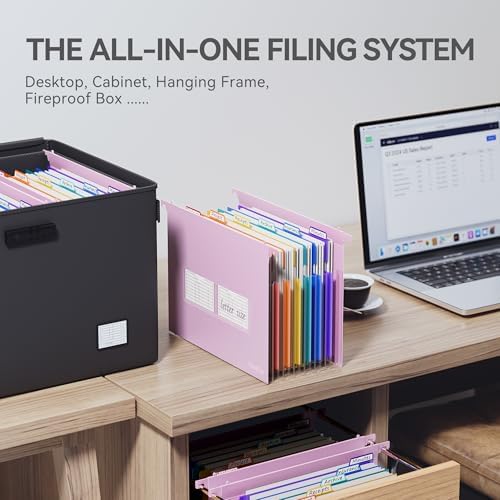 ThinkTex Plastic Expanding Hanging File Folders, 7 * 1.2" Accordion Pockets
