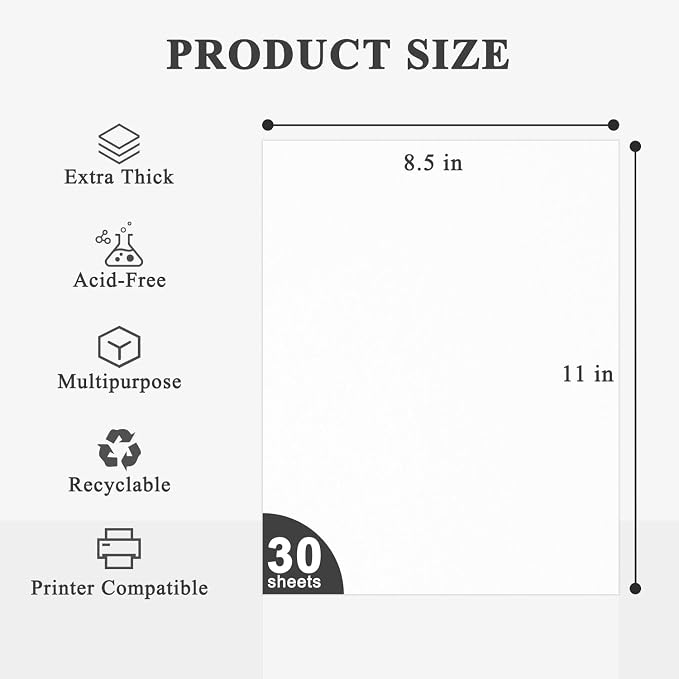 White Cardstock 8.5 x 11"Inch, 80lb Cardstock Paper, 30 Sheets Card Stock Paper - Image 2