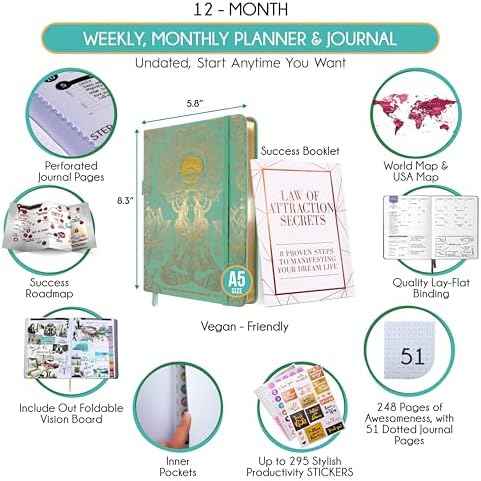 Life Planner Deluxe Undated Planner Weekly and Monthly Manifestiing Journal