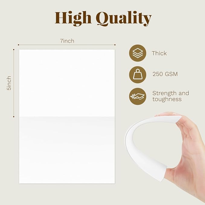 Goefun Blank Note Cards and Envelopes 5 x 7 Folded Cardstock and A7 Envelopes - Image 2