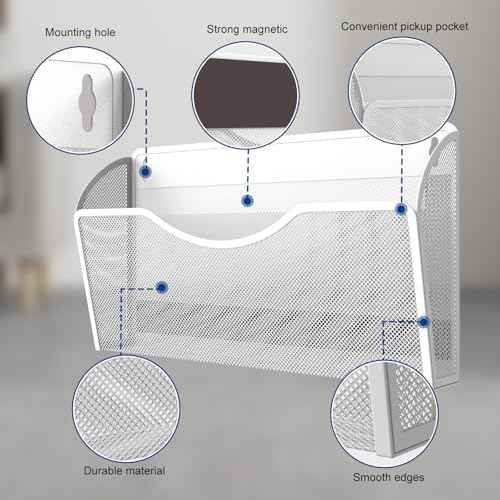Magnetic File Holder 1 Pockets File Folder Organizer, Office Hanging Magazine Rack for File Cabinets, Magnetic Paper Holder, No Drilling Mail Organizer for Refrigerator, Office