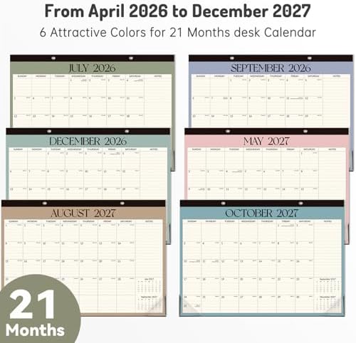Forvencer Desk Calendar 2026-2027, 21 Months Calendar Apr 2026 to Dec 2027