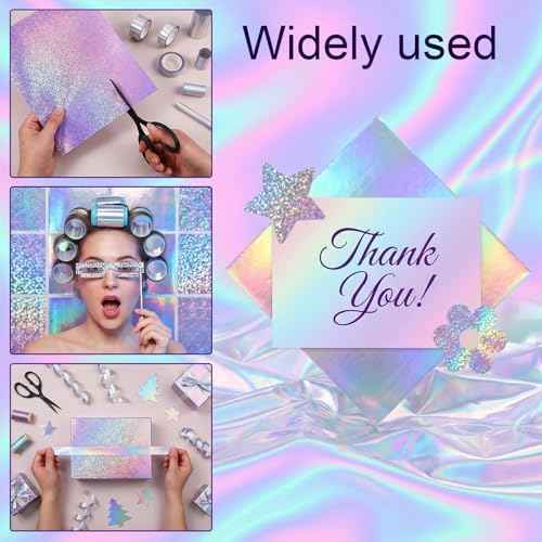 120 Sheets Holographic Cardstock Metallic Shiny Iridescent Mirror Paper